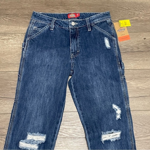DICKIES Girls Relaxed Carpenter Jeans Straight Leg Distressed Sz 14 NWT - Picture 5 of 10